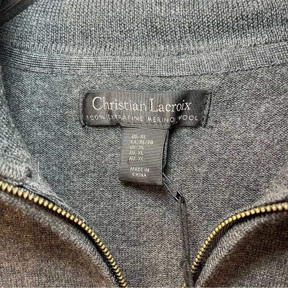 Christian LaCroix Charcoal Gray Merino Wool Pullover Sweater Mens Size CL NWT - Picture 2 of 6